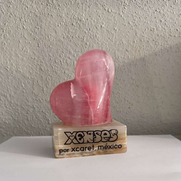Xplor Xenses By Xcaret Mexico Rose Quartz Marble Pink Heart Lamp Night Light 5'' - Picture 9 of 10